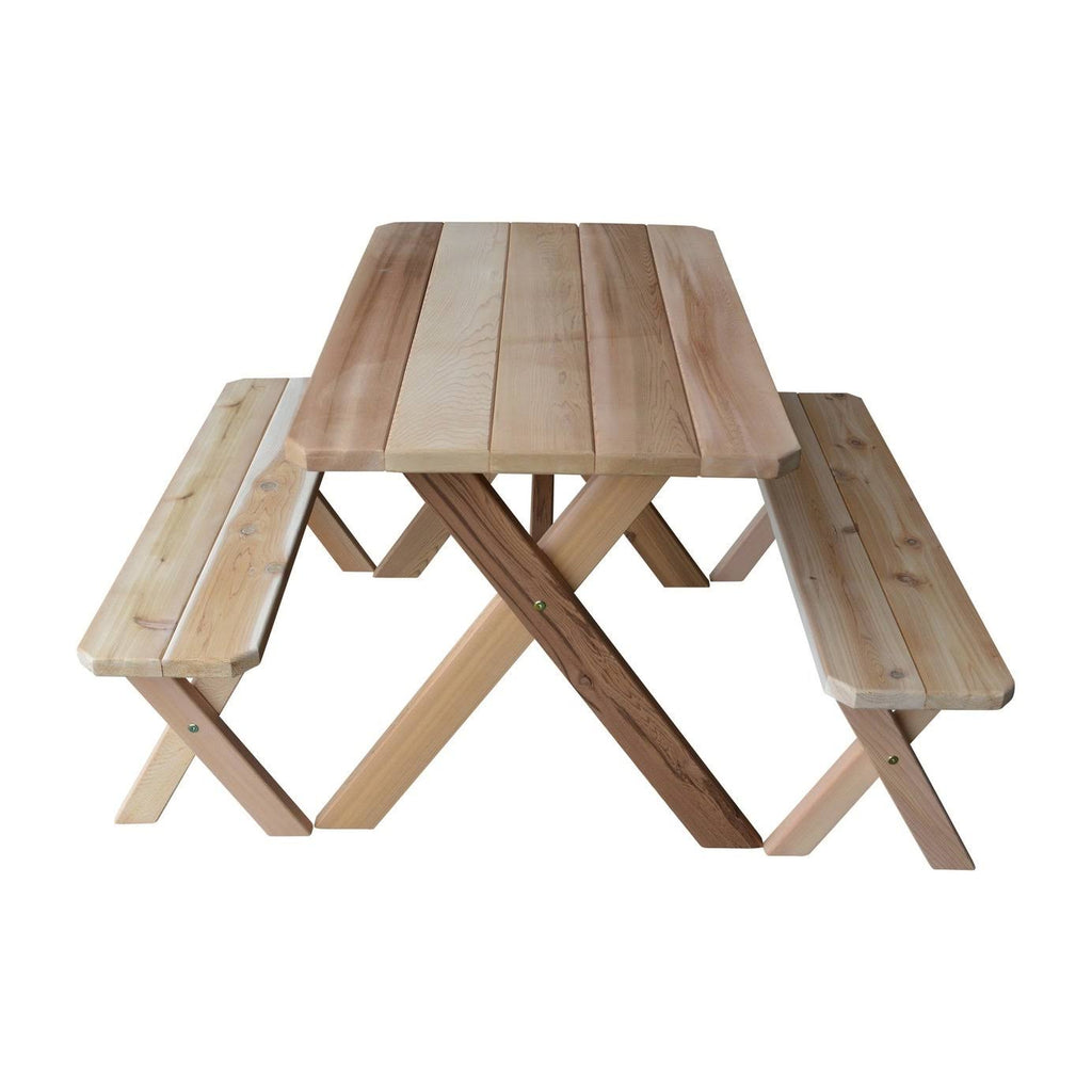 Cedar 5 Cross Leg Picnic Table with 2 Benches J28243