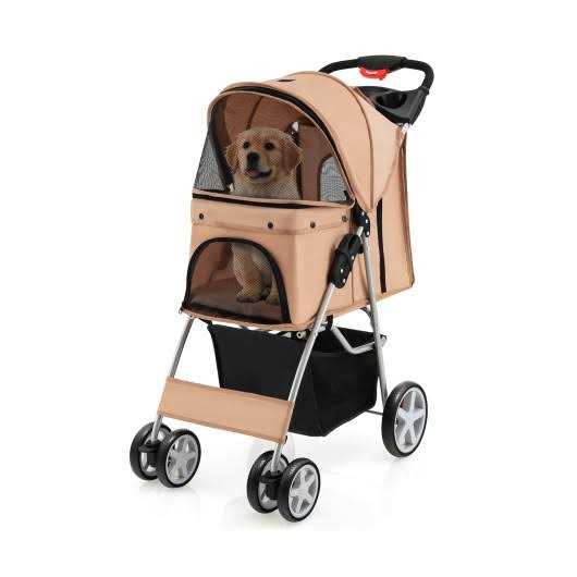 Foldable 4-Wheel Pet Stroller with Storage Basket K186