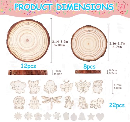 Unfinished Wooden Ornaments 30 Pcs K511
