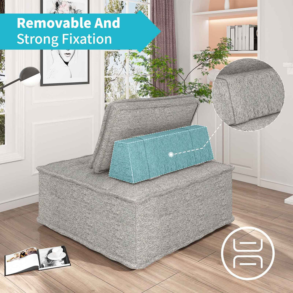 Light Grey Modular Sectional Sofa with Ottoman L799