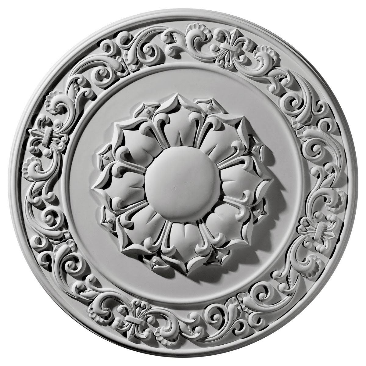 27 3/4x22OD x 2x22P Hand-Painted Silver Ceiling Medallion X483