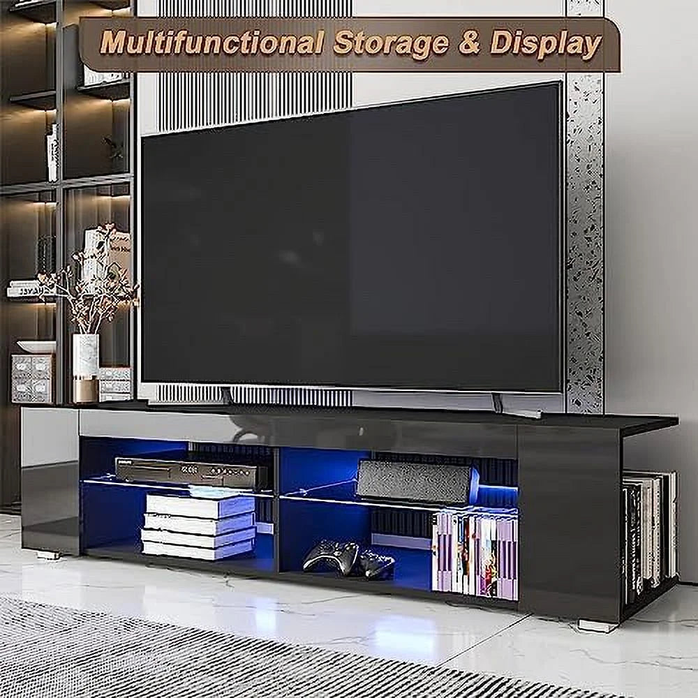 57 Inch LED TV Stand with Glass Shelves U352