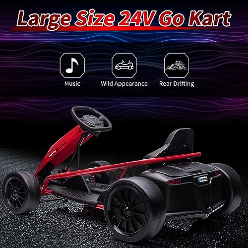 24V Go Kart for Kids with Music and Horn, Red U957