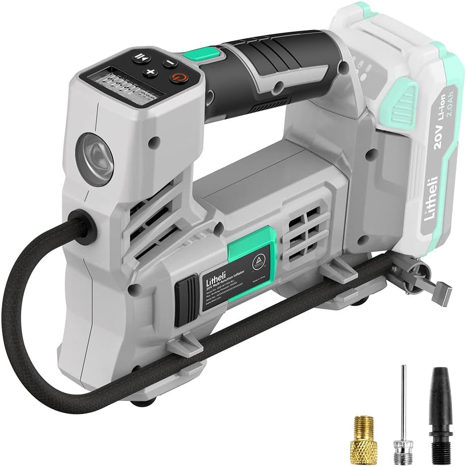 Cordless Portable Air Compressor Tire Inflator with 2.0 Ah Battery V4949