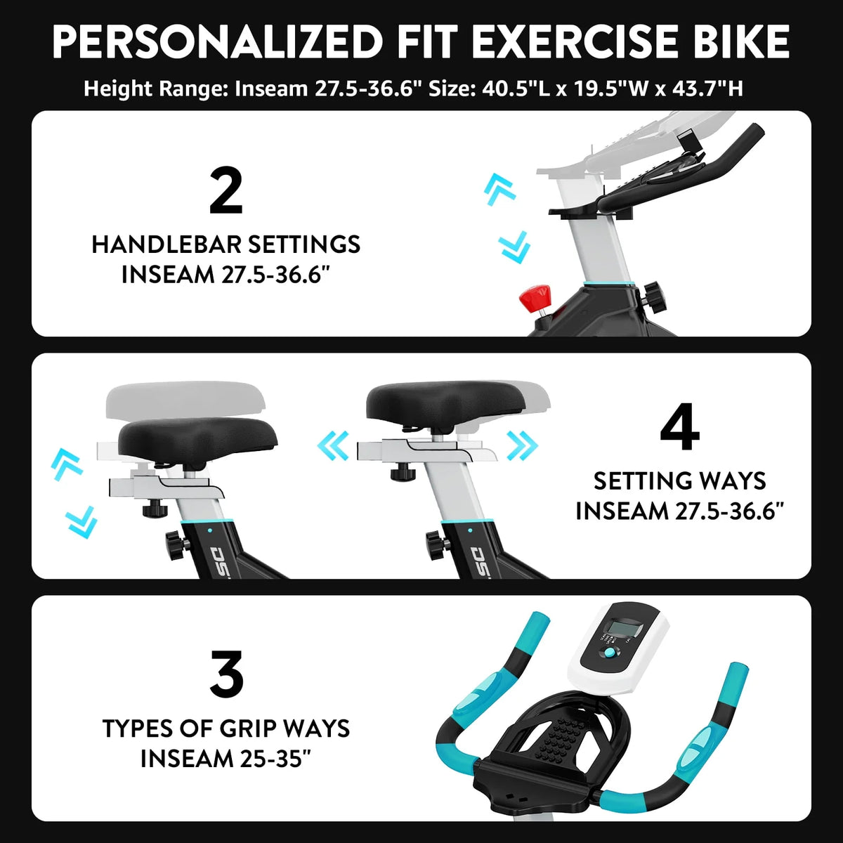 Indoor Cycling Bike Magnetic Stationary Exercise Bike 40lbs Flywheel W83406