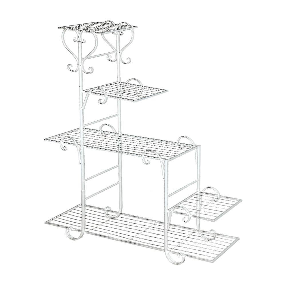 5 Tier Plant Stand Steps White O91348