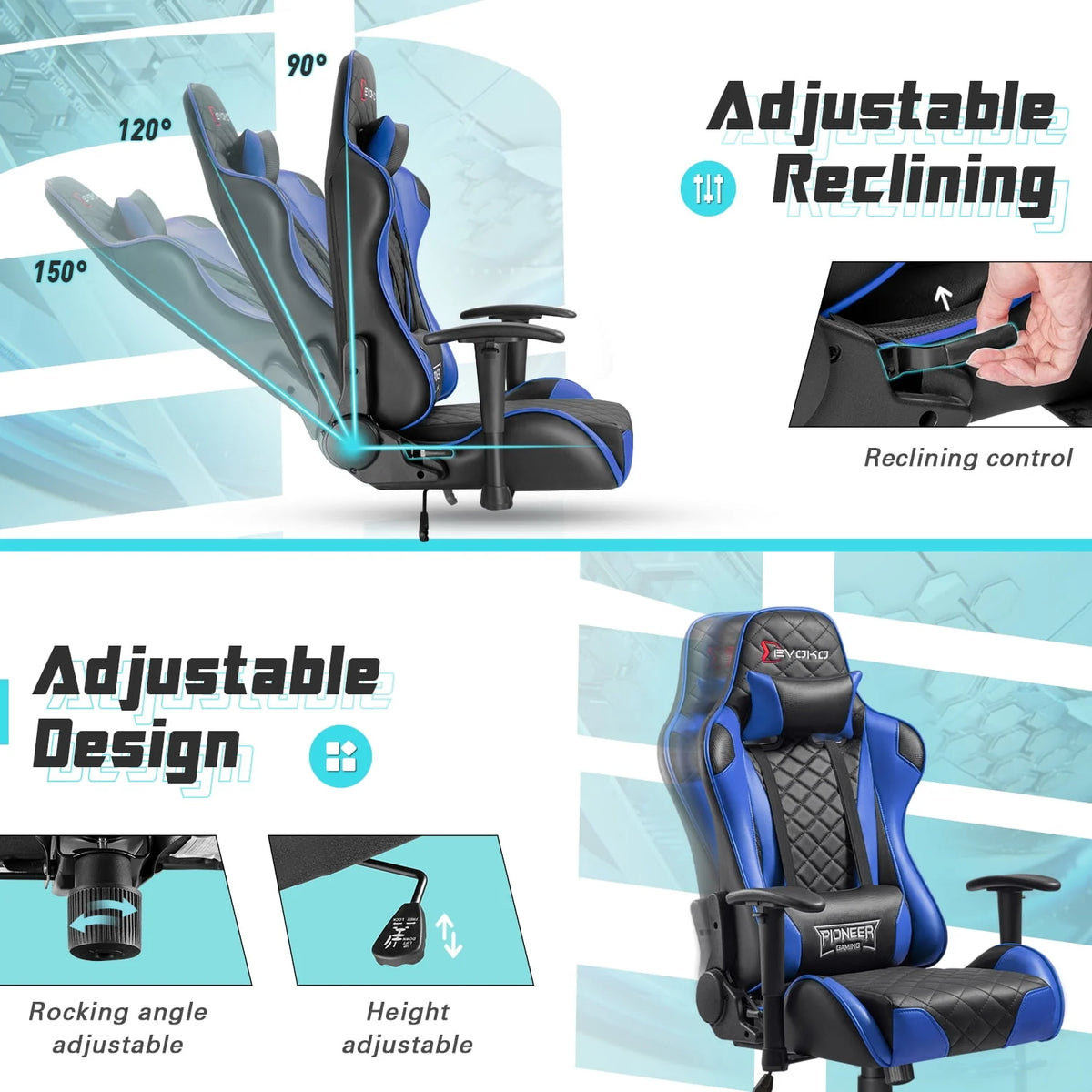 Red Ergonomic Gaming Chair with Headrest and Lumbar Support Z9168