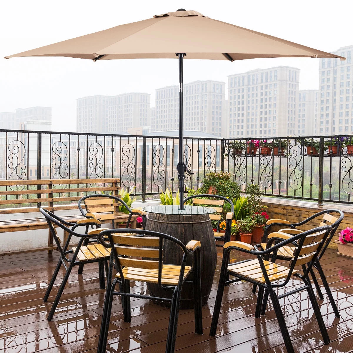 10FT Beige Patio Umbrella H60941