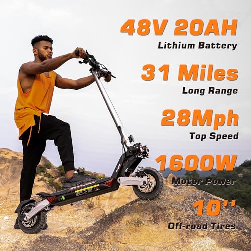 Electric Scooter with 800W Motor, 10'' Off Road Tires, Turn Signals & Storage Bag Y15282