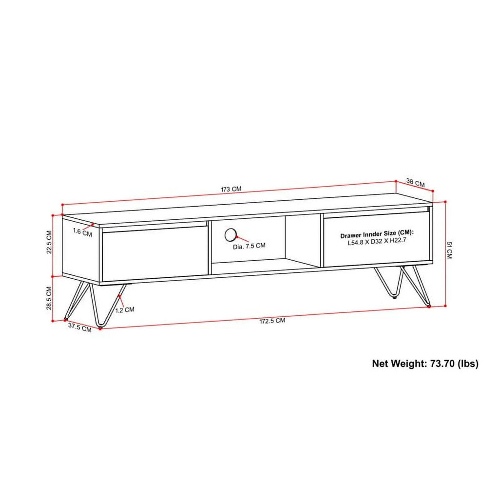 68" Mango Wood TV Media Stand L9092