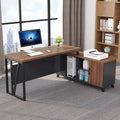 55 Inches L-Shaped Desk with File Cabinet Storage X538