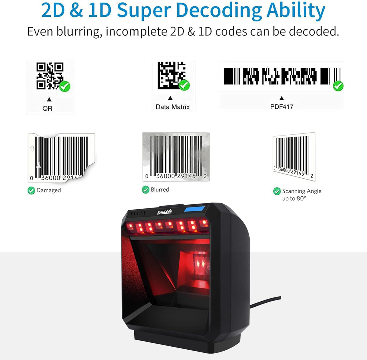2D Handsfree Barcode Scanner USB Wired C4634