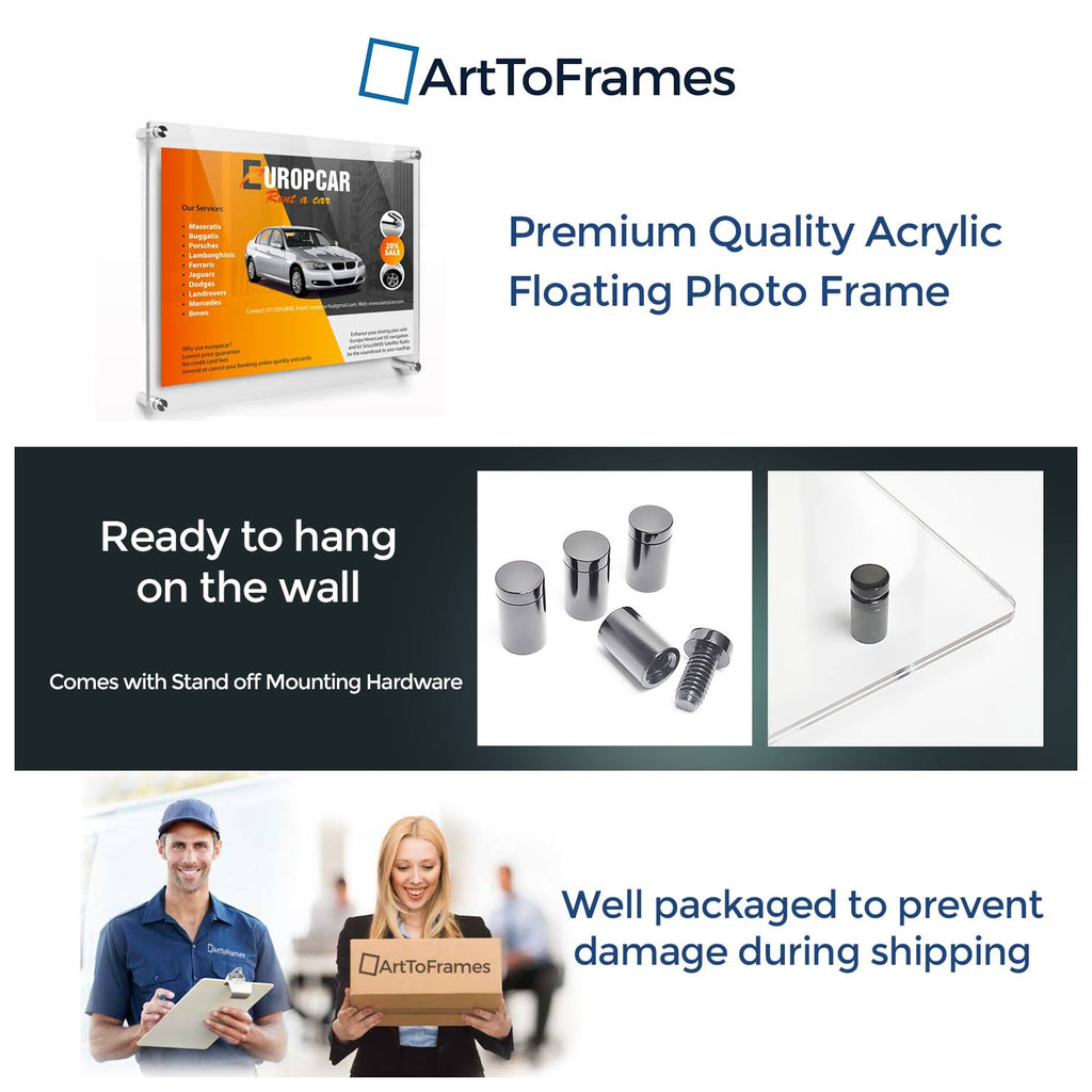 Acrylic Floating Frame for Pictures Up to 22x27 Inches with Black Acrylic Standoff S650781