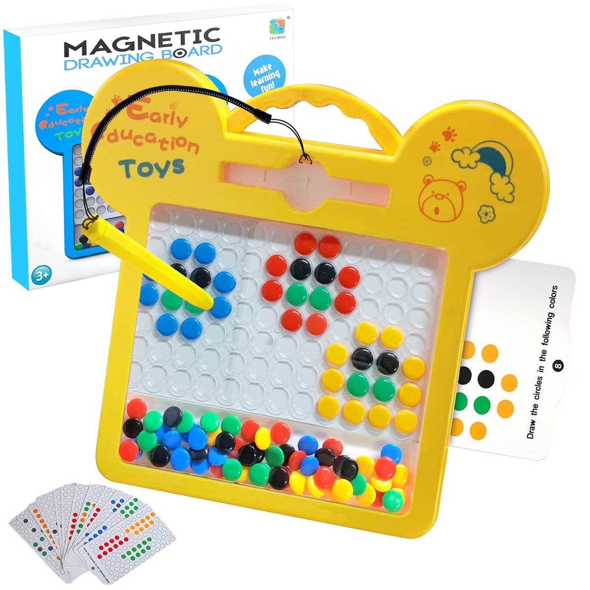 Magnetic Dots Board Montessori Educational Preschool Toy Doodle Board 9x8" with Magnetic Beads L670181