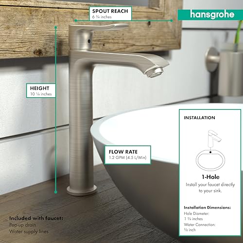 Brushed Nickel 1-Hole Bathroom Sink Faucet X606458