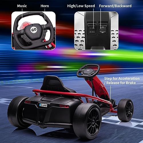 24V Go Kart for Kids with Music and Horn, Red U957
