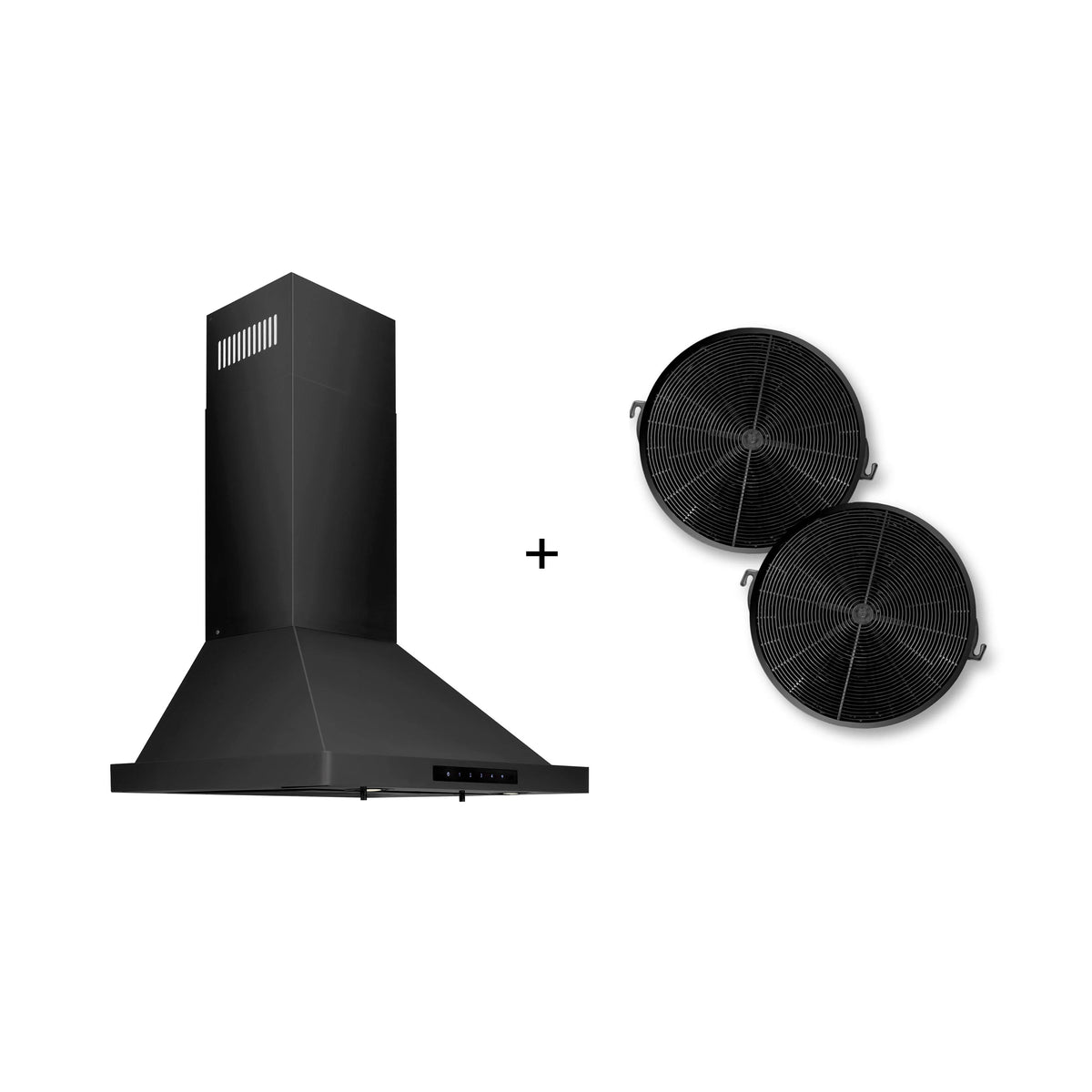 24 Convertible Wall Mount Range Hood Black Stainless Charcoal Filters N364