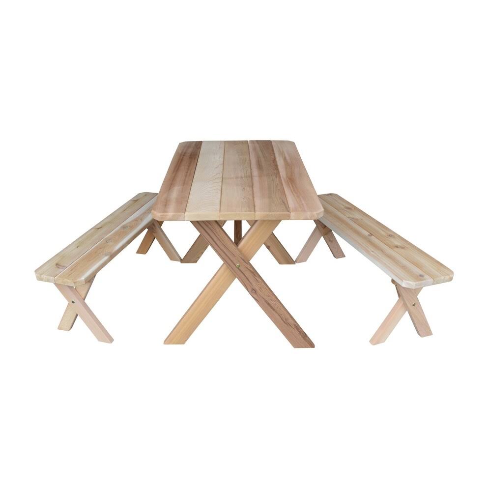 Cedar 5 Cross Leg Picnic Table with 2 Benches J28243