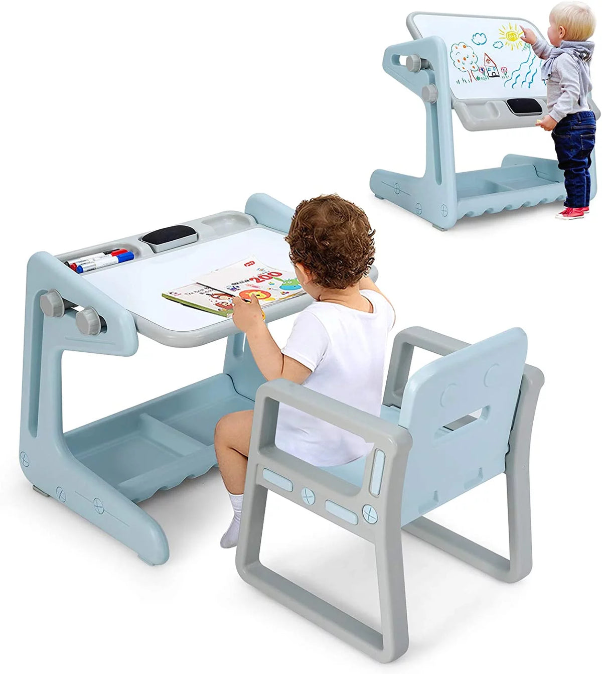 2 in 1 Kids Table & Chair Blue G8641