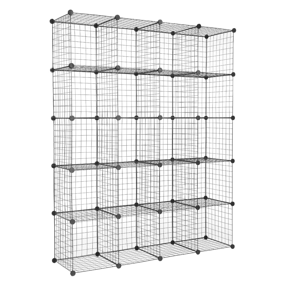 Black Metal 20-Cube Organizer Shelves L339915