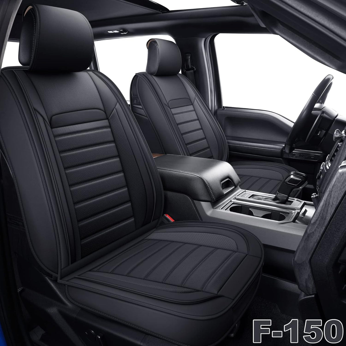 Leather Car Seat Covers, Front Pair, Black C573