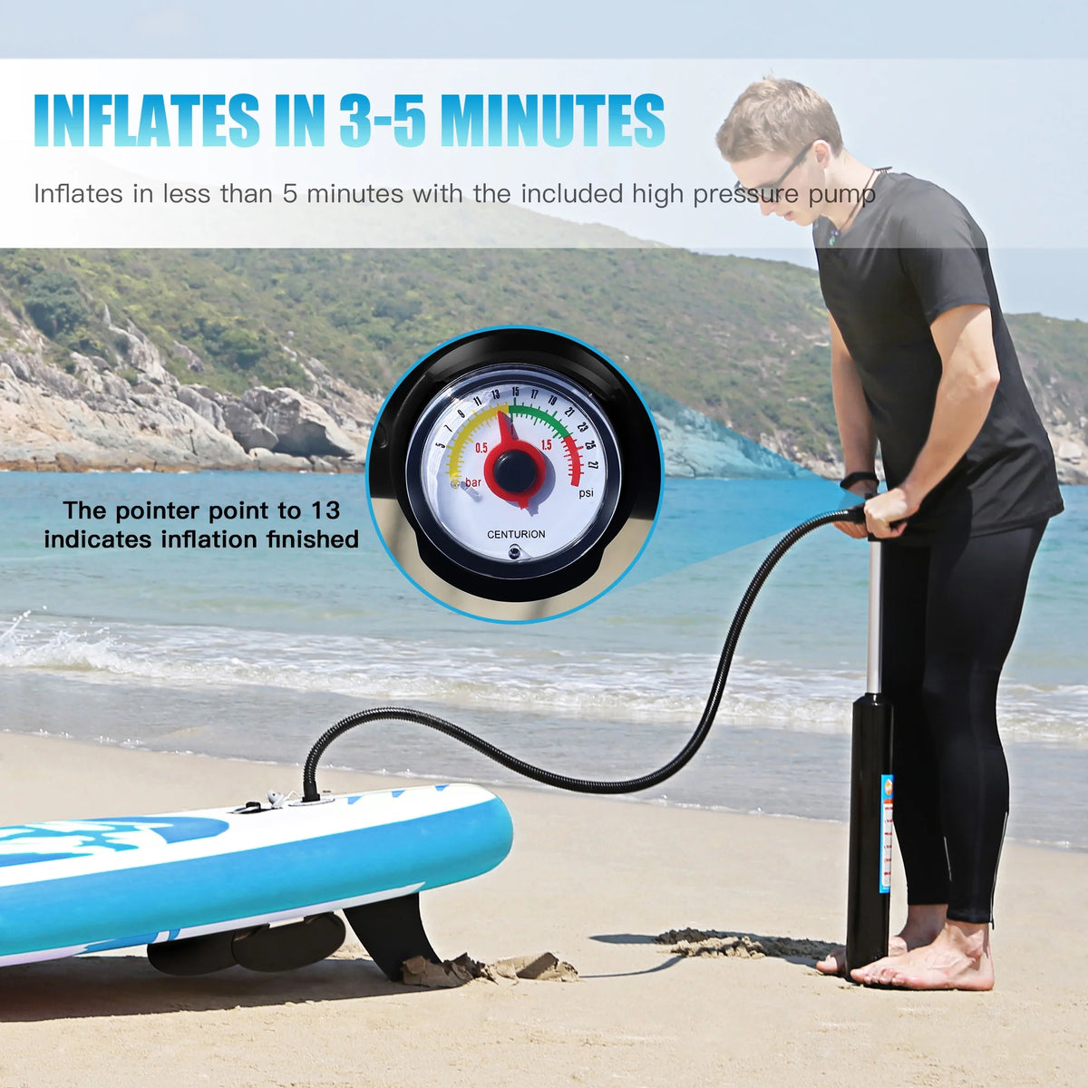 10' Inflatable Stand Up Paddle Board with Adjustable Paddle, Pump & Carrying Backpack B769648