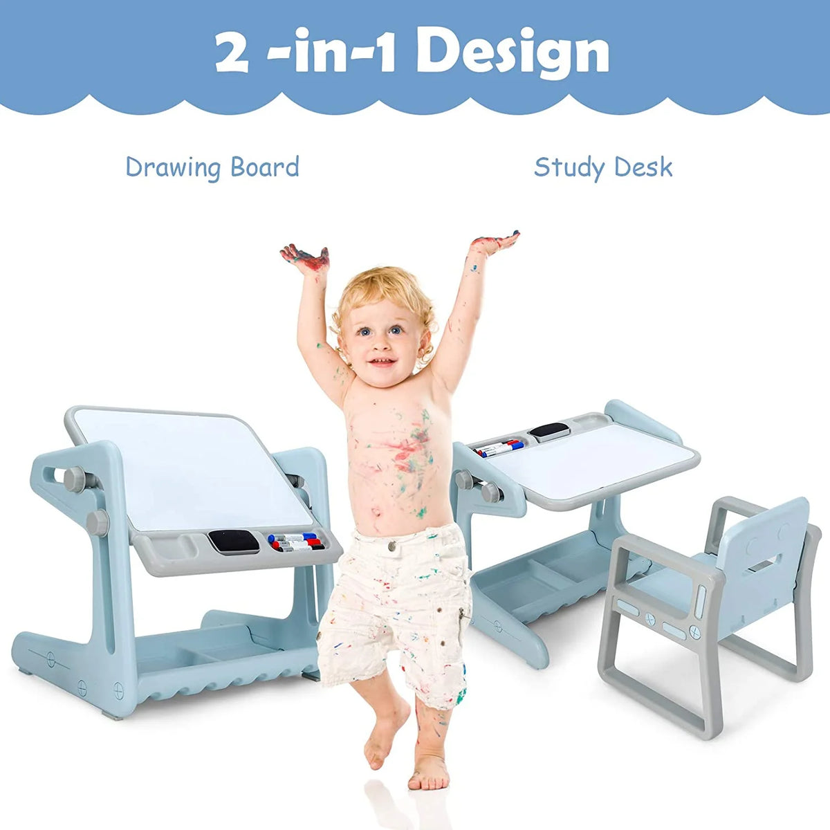 2 in 1 Kids Table & Chair Blue G8641