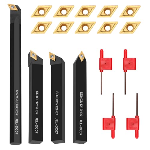 21Pcs 3/8'' 10mm Shank Carbide Turning Tool Set with 14Pcs Inserts H195