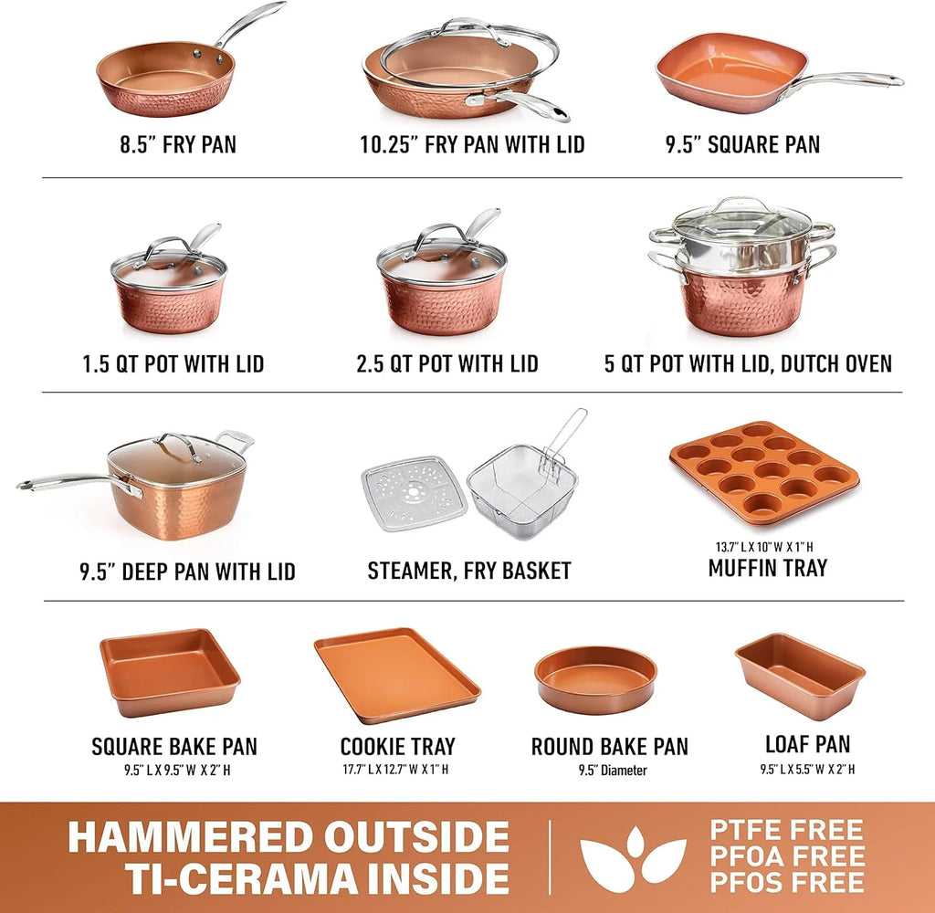 20 Piece Nonstick Ceramic Cookware and Bakeware Set L823556