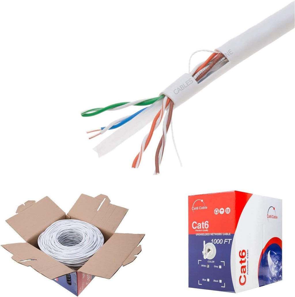 CAT6 1000FT White Solid 23 AWG Plenum Cable P443
