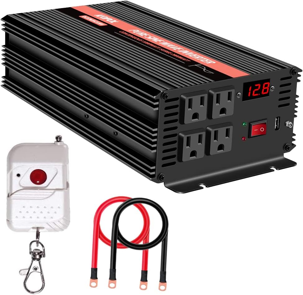 1000 Watt Pure Sine Wave Inverter 12v DC to 110/120v AC O7077