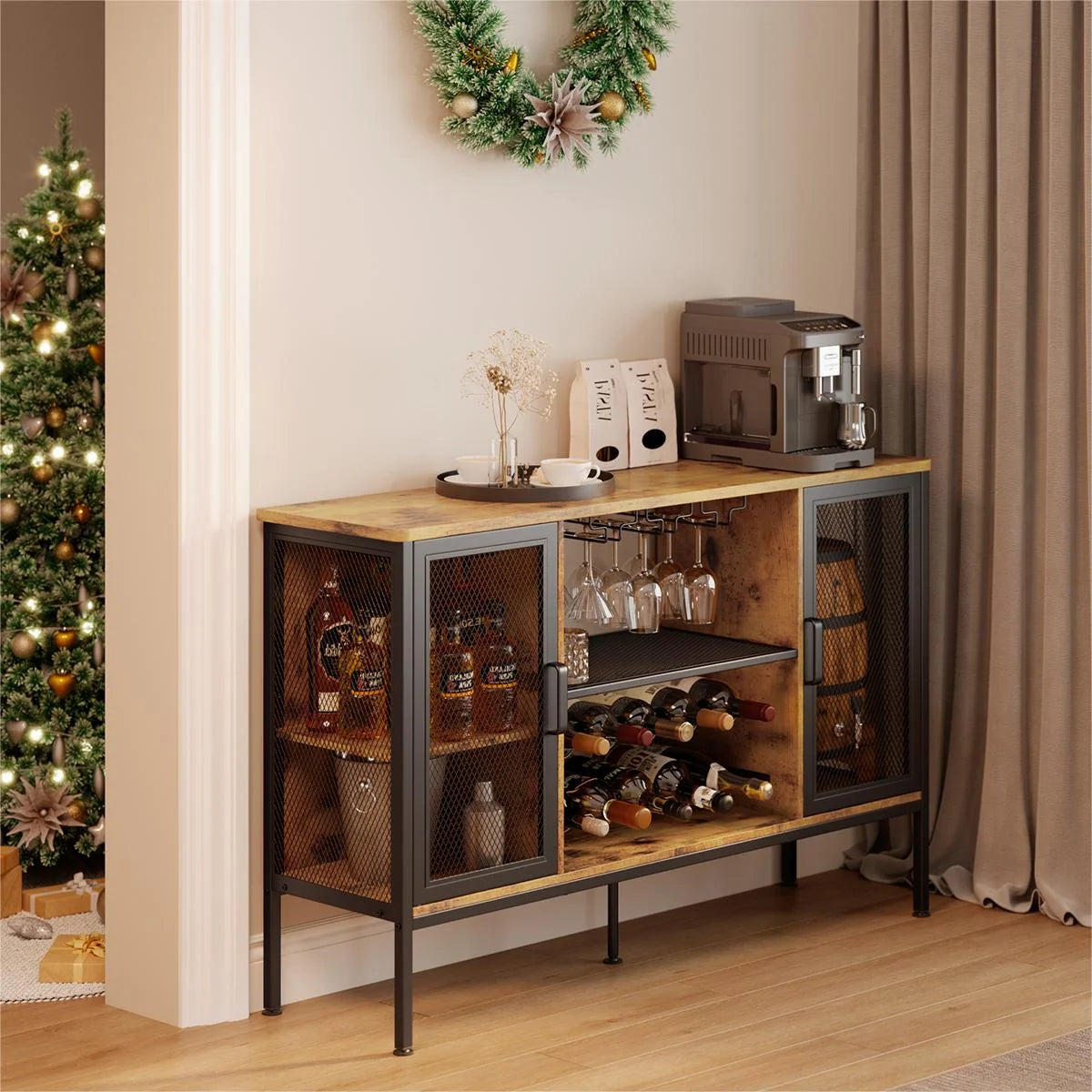 Wine Bar Cabinet with Wine Racks X61822