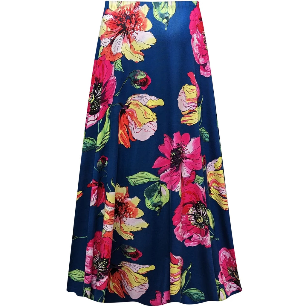 Blue Elastic Waist Maxi Skirt Y2560