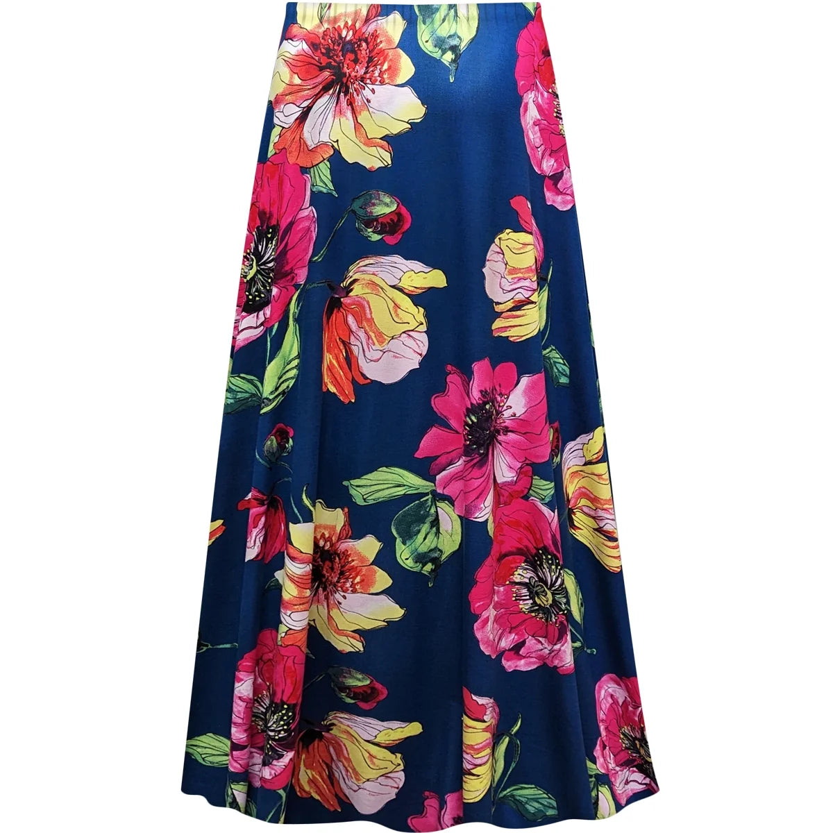 Blue Elastic Waist Maxi Skirt Y2560