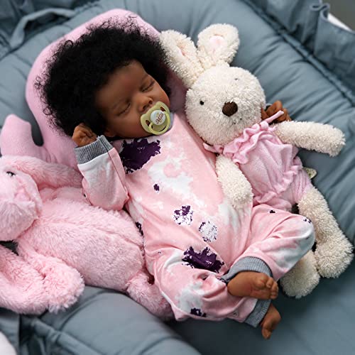 17-Inch Black Reborn Baby Doll with Cloth Body B36052