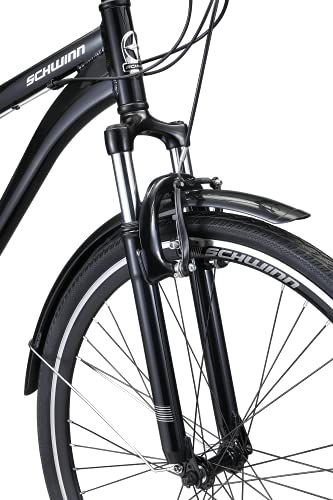 Adult Hybrid Bike 700c Wheels 21-Speeds Step-Through Frame Front Rear Fenders Rear Cargo Rack J34613