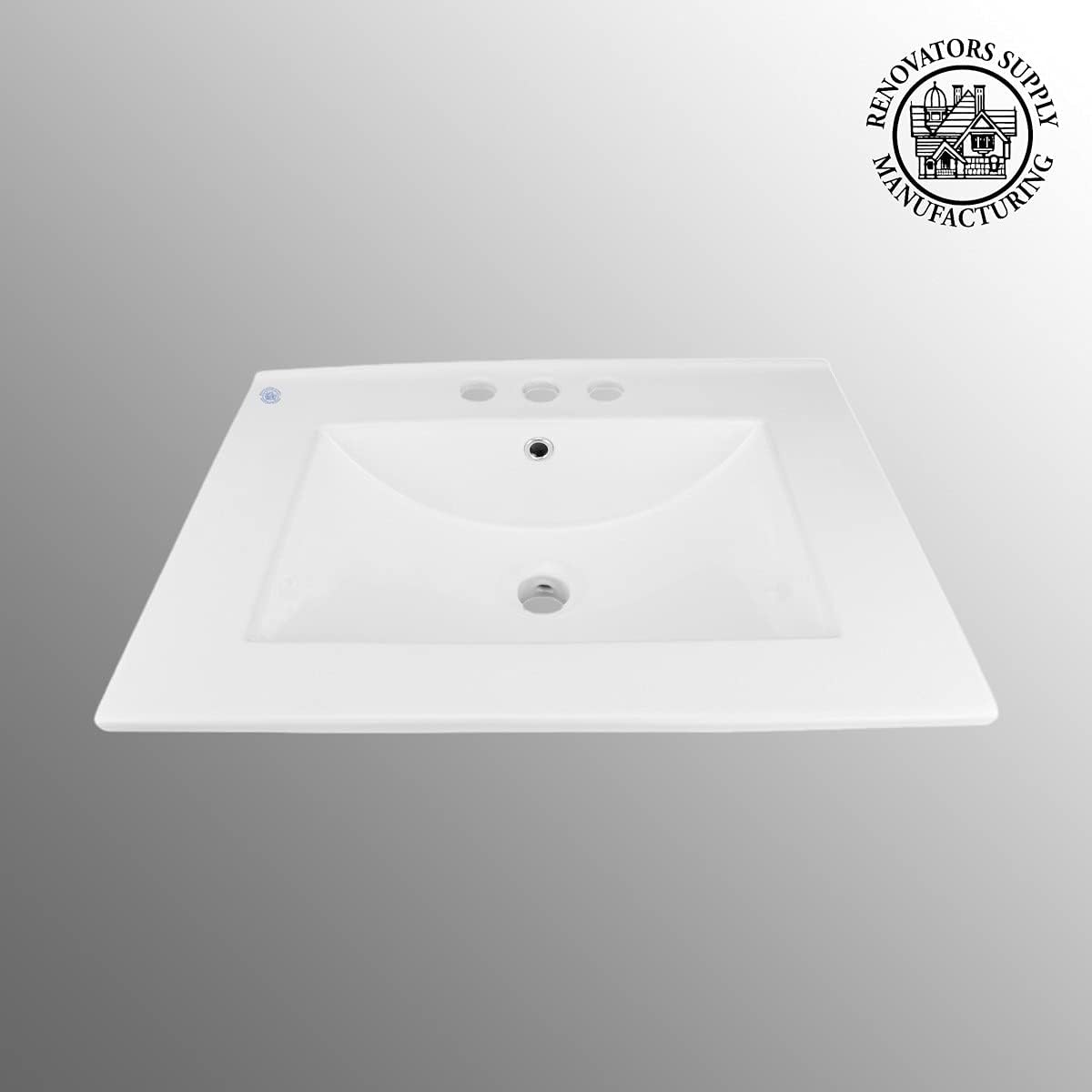 White Drop-in Rectangular Bathroom Sink with Overflow C431