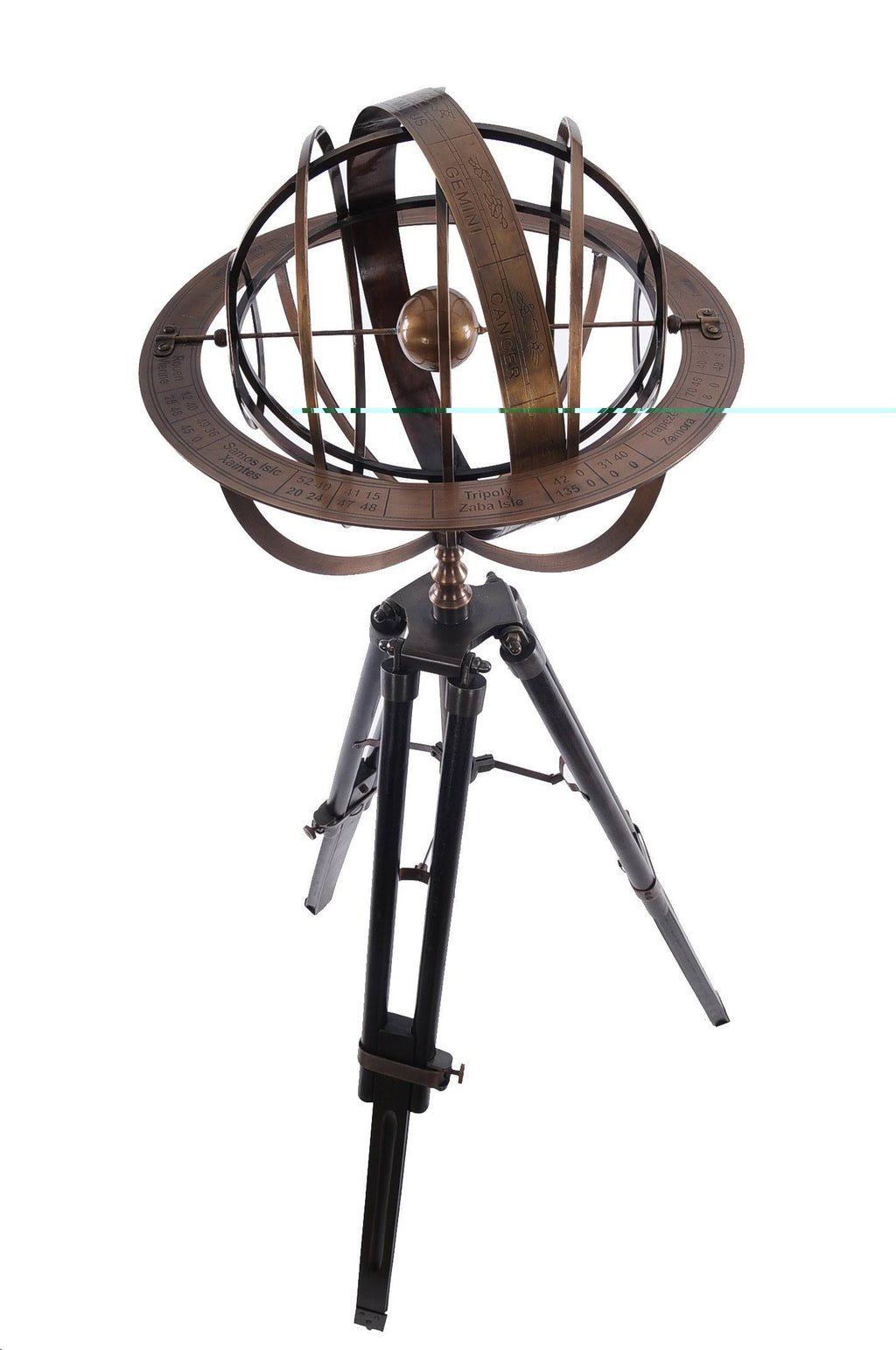 Brass Armillary with Wood Stand D954