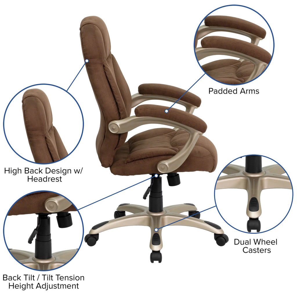 Brown Microfiber Ergonomic Office Chair with Arms G251124