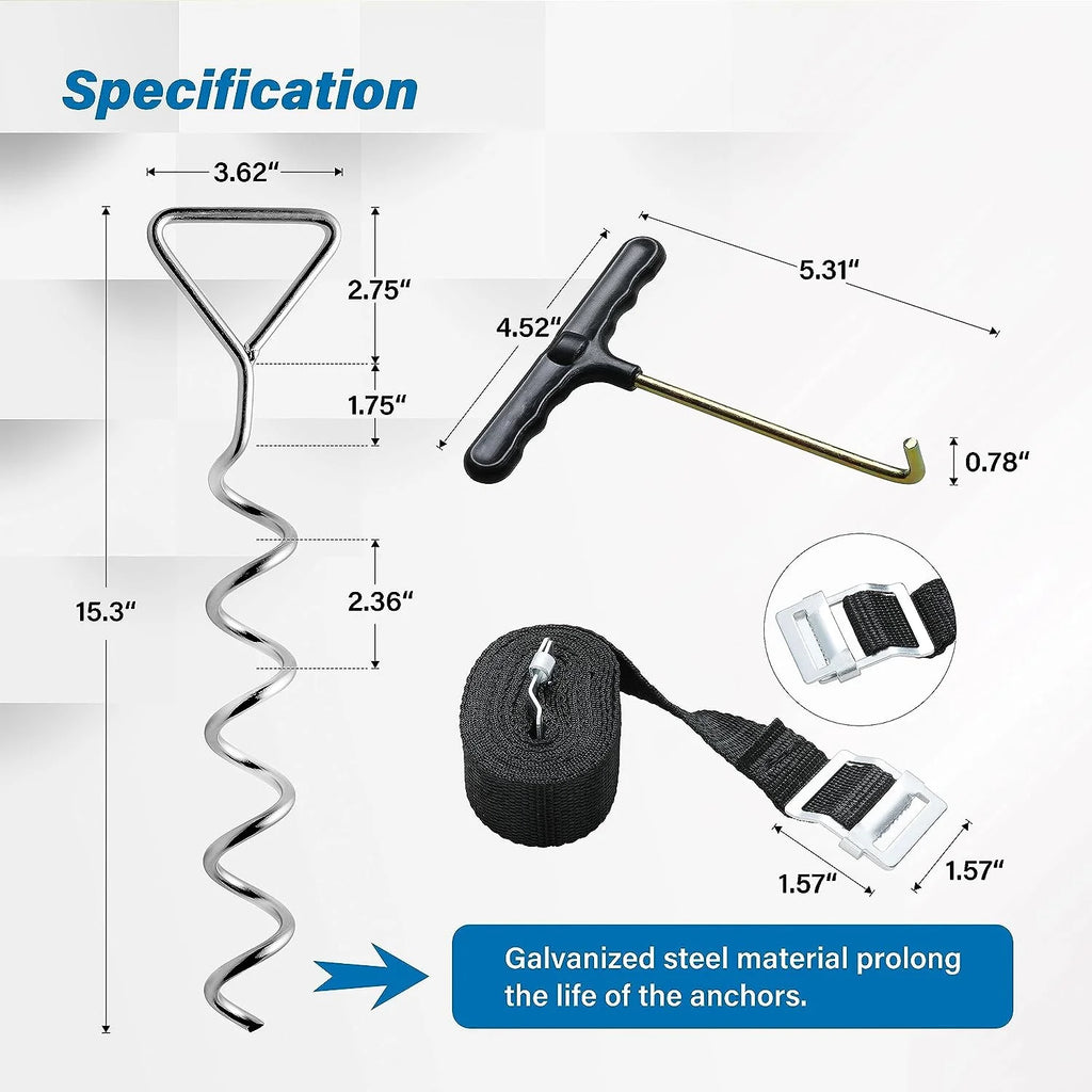 Corkscrew Shape Steel Stakes Anchor Kit with T Hook K577