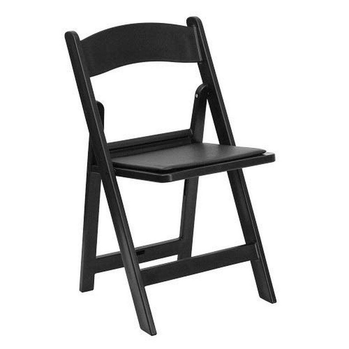 Black Resin Folding Chair with Vinyl Padded Seat J810594