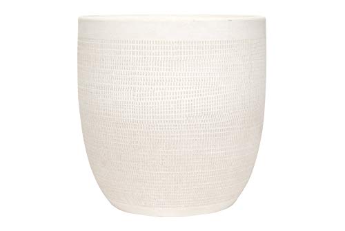 Large Matte White Embossed Stoneware Planter R9926