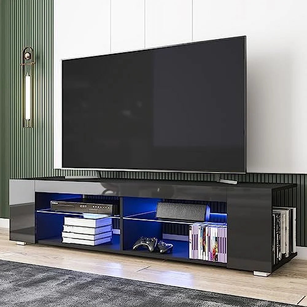 57 Inch LED TV Stand with Glass Shelves U352