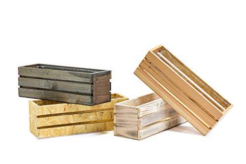 Wood Planter Box with Plastic Liner, 12x4 inch Rectangular O34797