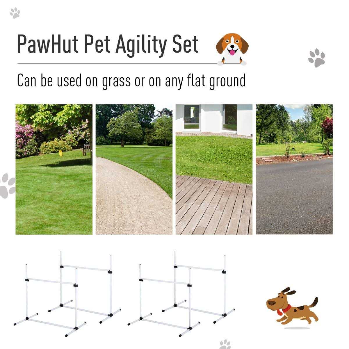 4 Piece Dog Agility Equipment with Adjustable Height Jump Bars X28107