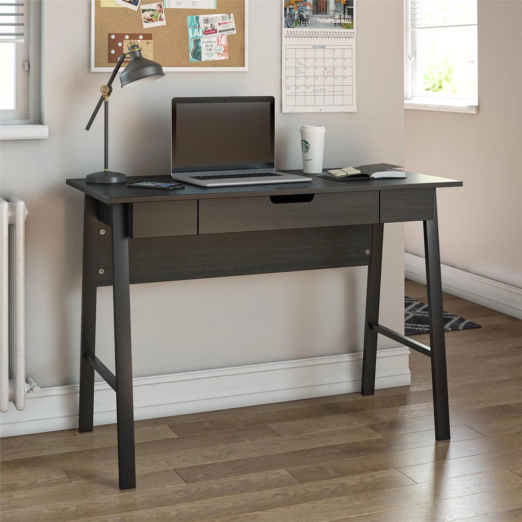 Black Oak Computer Desk with Drawer F5459