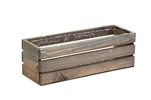 Wood Planter Box with Plastic Liner, 12x4 inch Rectangular O34797