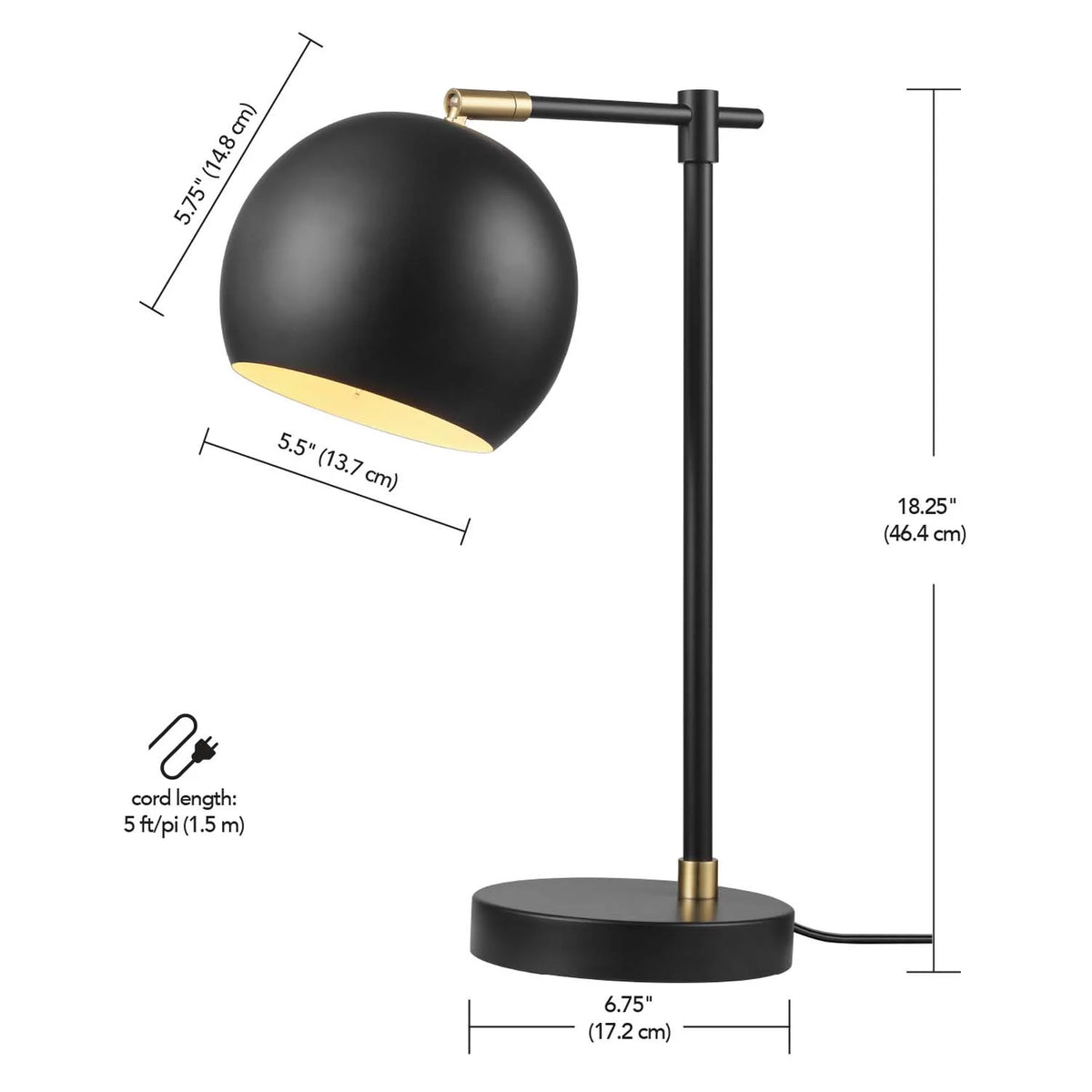18" Matte Black Table Lamp Y607