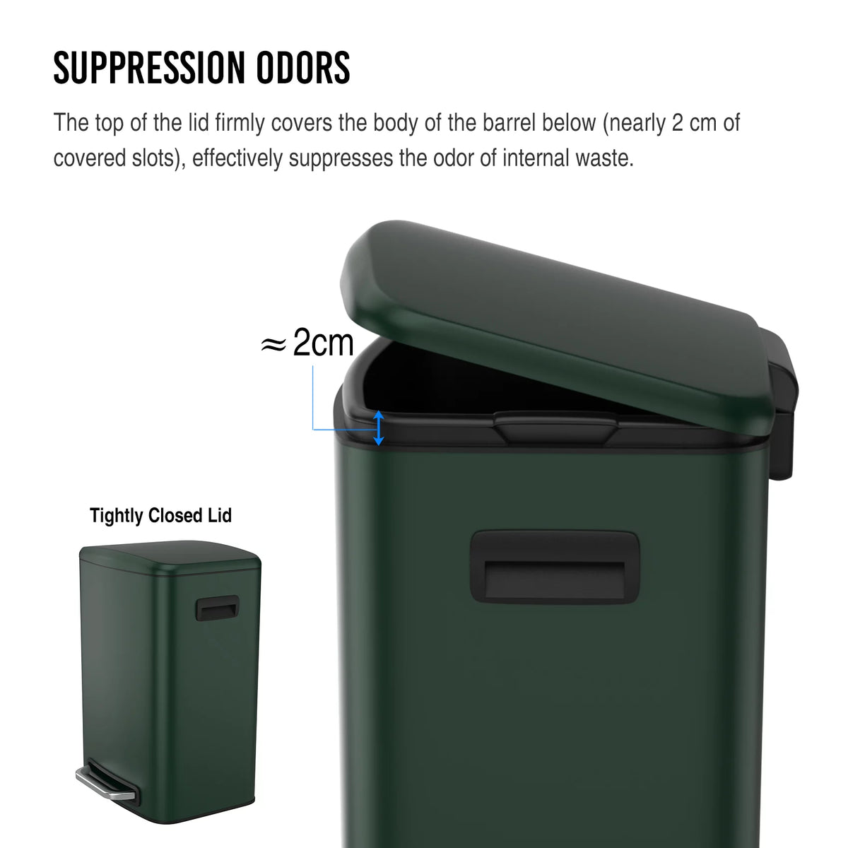 13 Gallon 50L Stainless Steel Trash Can with Lid Q325