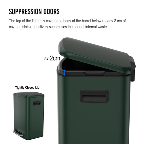 13 Gallon 50L Stainless Steel Trash Can with Lid Q325